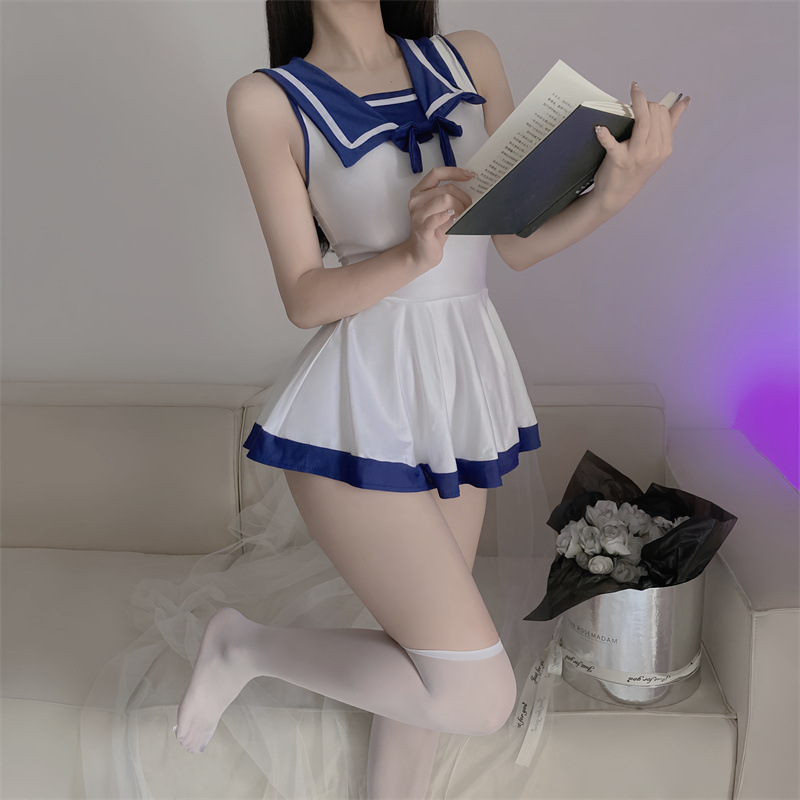网红软妹水手服性感制服清纯百褶裙纯欲连体衣超短裙日系百搭睡裙