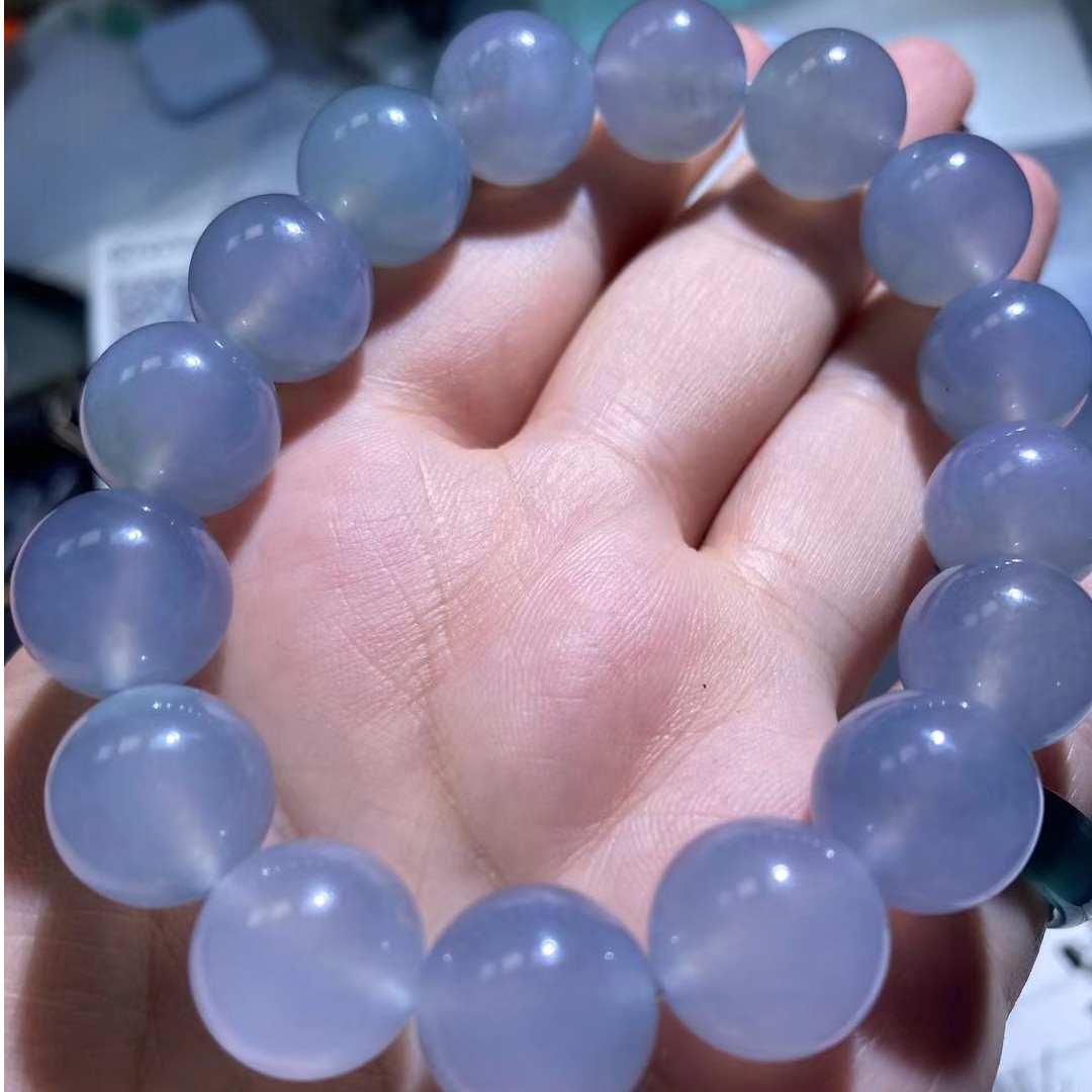 冰紫A货翡翠手串珠宝素圈梦幻单圈