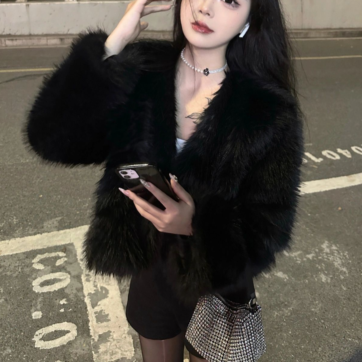 （春节不打烊）秋冬新款棉衣棉服短款环保毛毛外套毛毛绒外套女