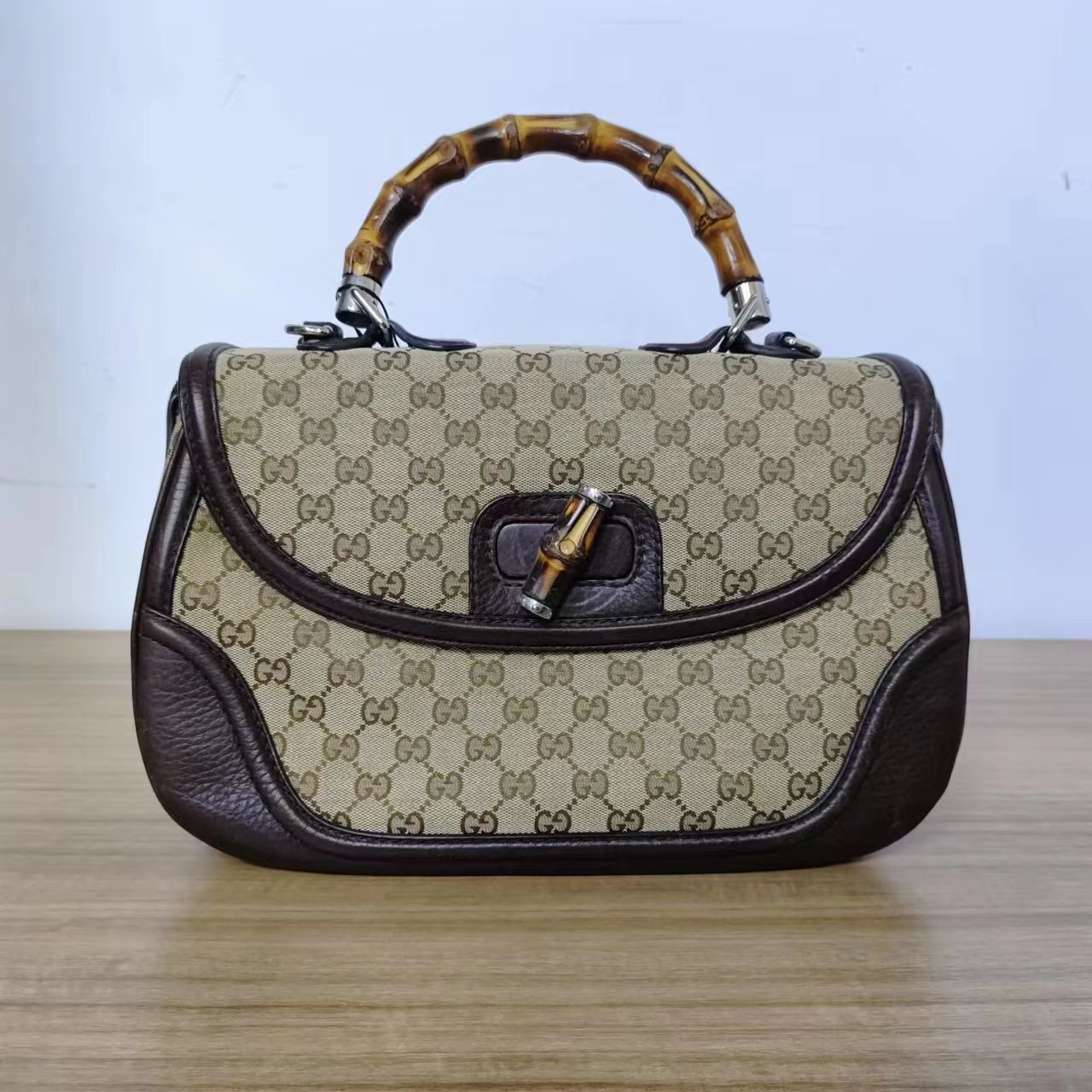 95新  【桔夕天歌】B09 GUCCI 竹节手提包