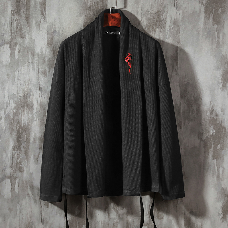 新中式刺绣改良汉服中国风男装披风开衫外套茶禅服复古装长衫