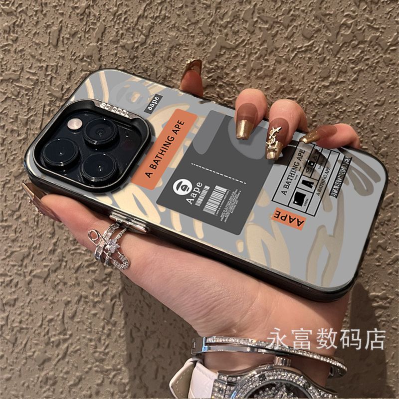 潮牌标签金属按键适用苹果15promax手机壳iPhone14/13/12磨砂11