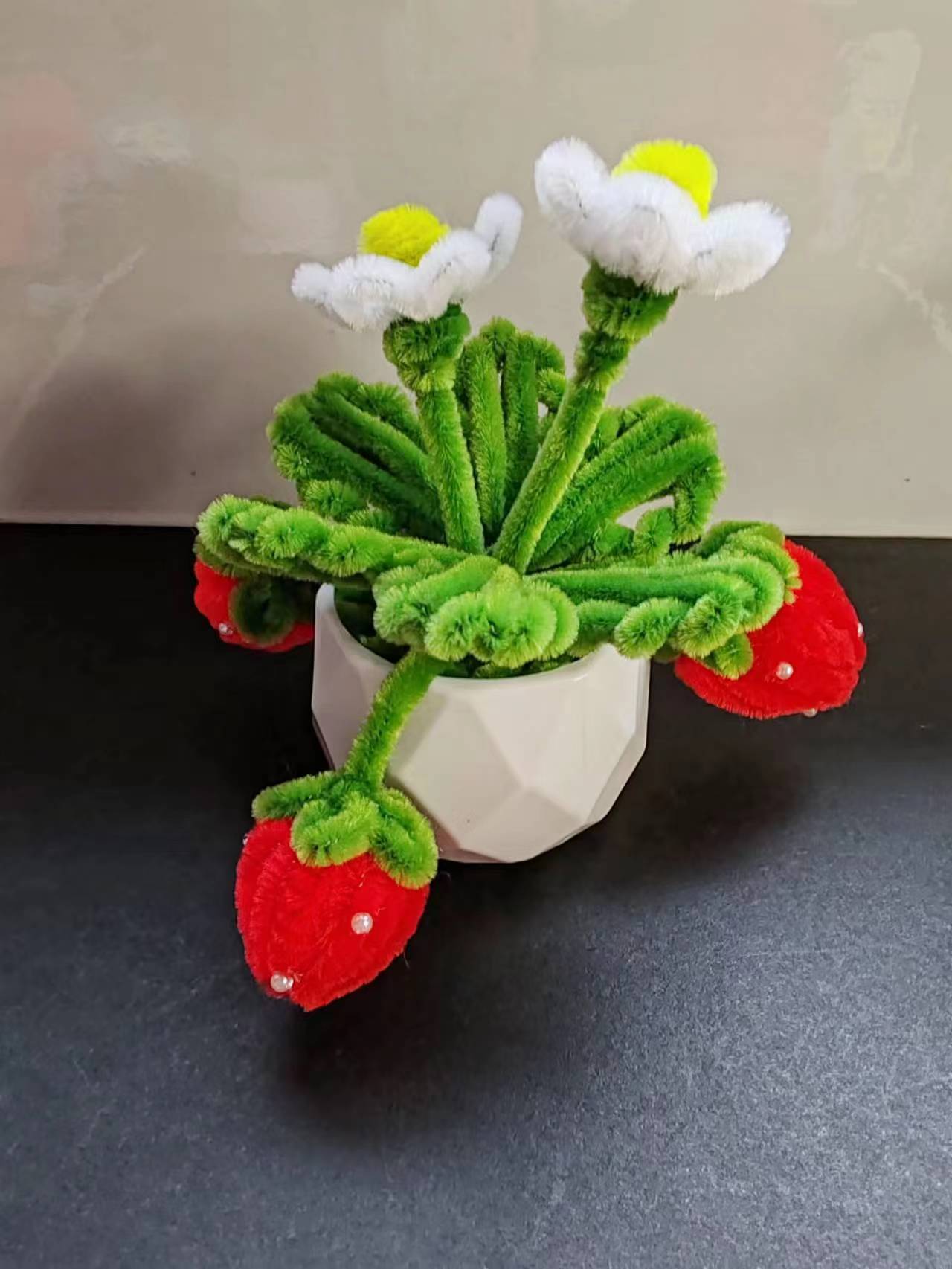 有文精选 草莓手工DIY小盆栽材料包 车载摆件  家庭书桌小摆件 