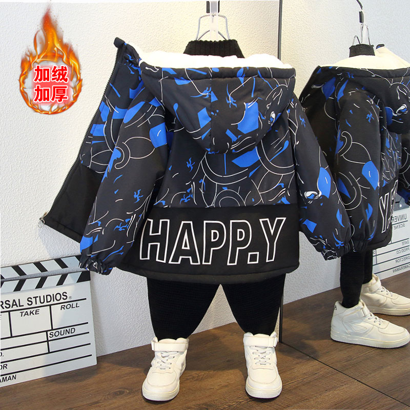 宝宝洋气棉衣儿童秋冬季加绒加厚外套2023新款女孩棉服派克服棉袄