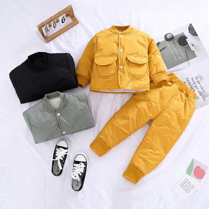 儿童棉服套装秋冬装宝宝洋气冬款棉衣棉裤中小童保暖夹棉两件套潮