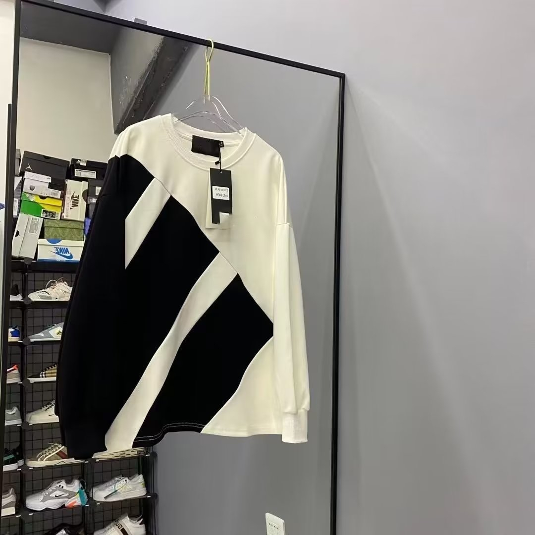 美式潮流男士套头卫衣拼接撞色宽松休闲贴布上衣秋季新款轻奢百搭