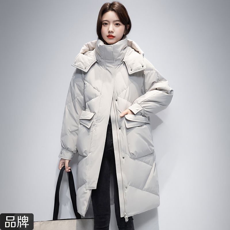 中长款羽绒服白鸭绒2023年女加厚连帽潮高端冬装外套