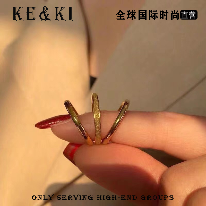 钛钢戒指 1026韩版ins三生三世戒指素圈轻奢细闪指环