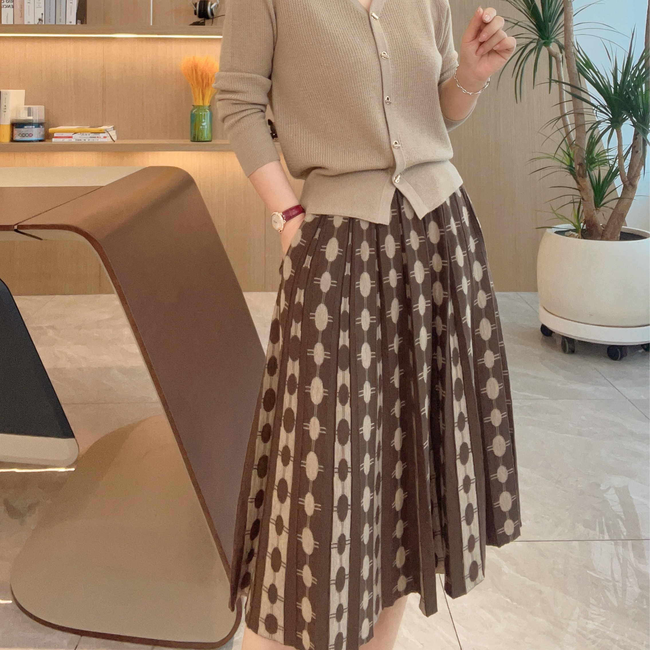 【太阳裙】中高腰时尚原点褶皱裙#DQ6085气质百搭秋季显瘦