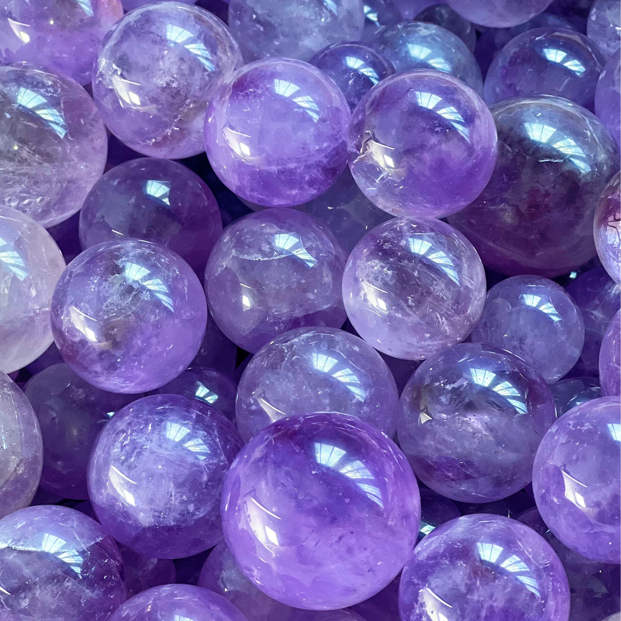 【新店开播福利多多】天然紫水晶珠珠球球低中高三种品质微瑕谨慎拍