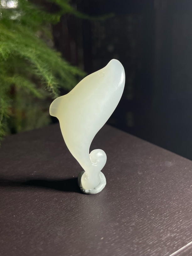 精品新疆和田玉白玉留皮海豚吊坠挂件 白细润油糯41.8*19.7*7.7