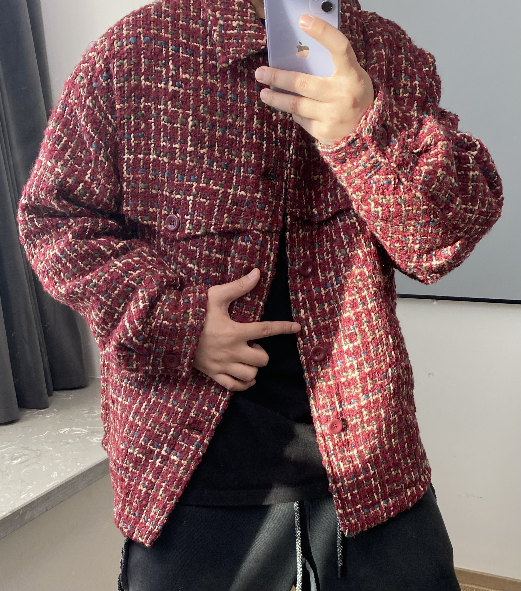  YZD【私订新品】潮流千鸟格小香风针织羽绒服外套Y7208