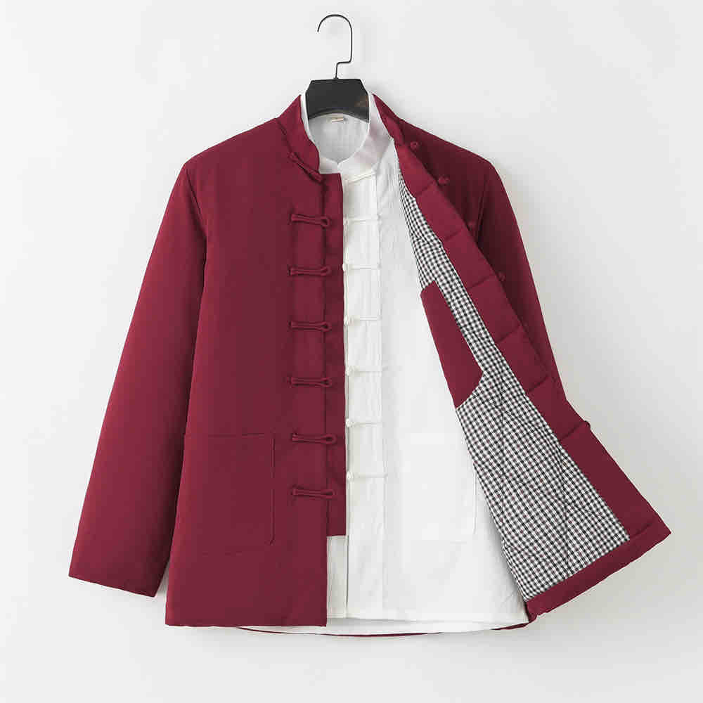 冬季加厚保暖中国风唐装棉袄爸爸装中老年中式外套立领防寒棉衣