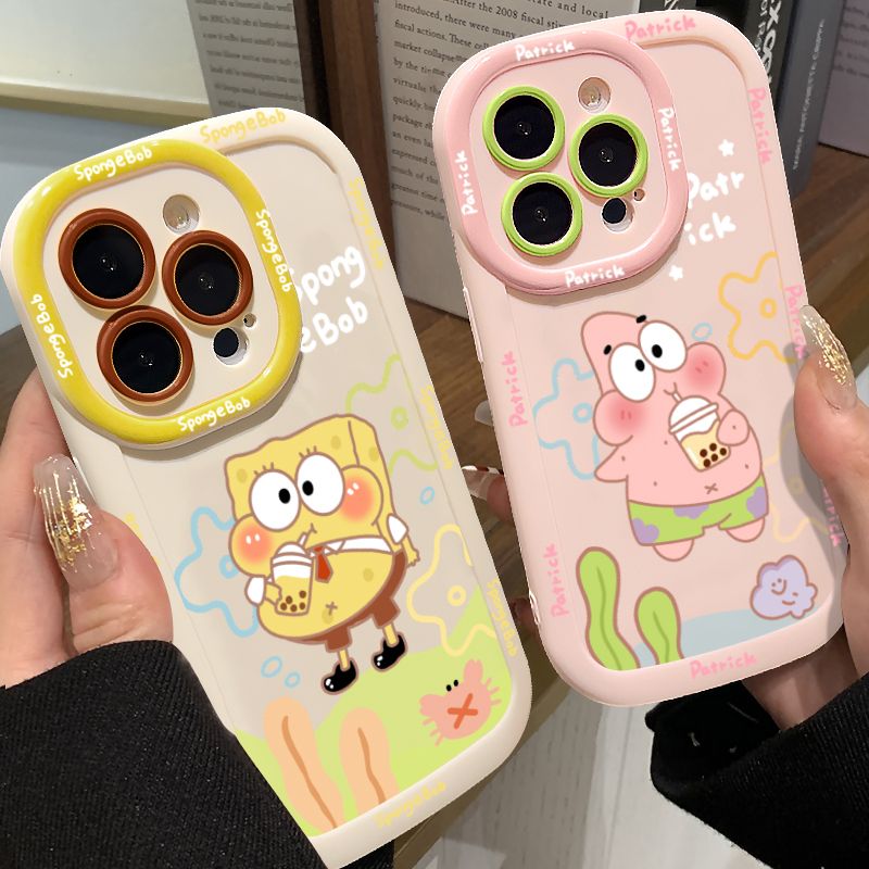 奶茶派大星适用苹果15ProMax手机壳iPhone14/13/12/11泡芙壳xs/xr