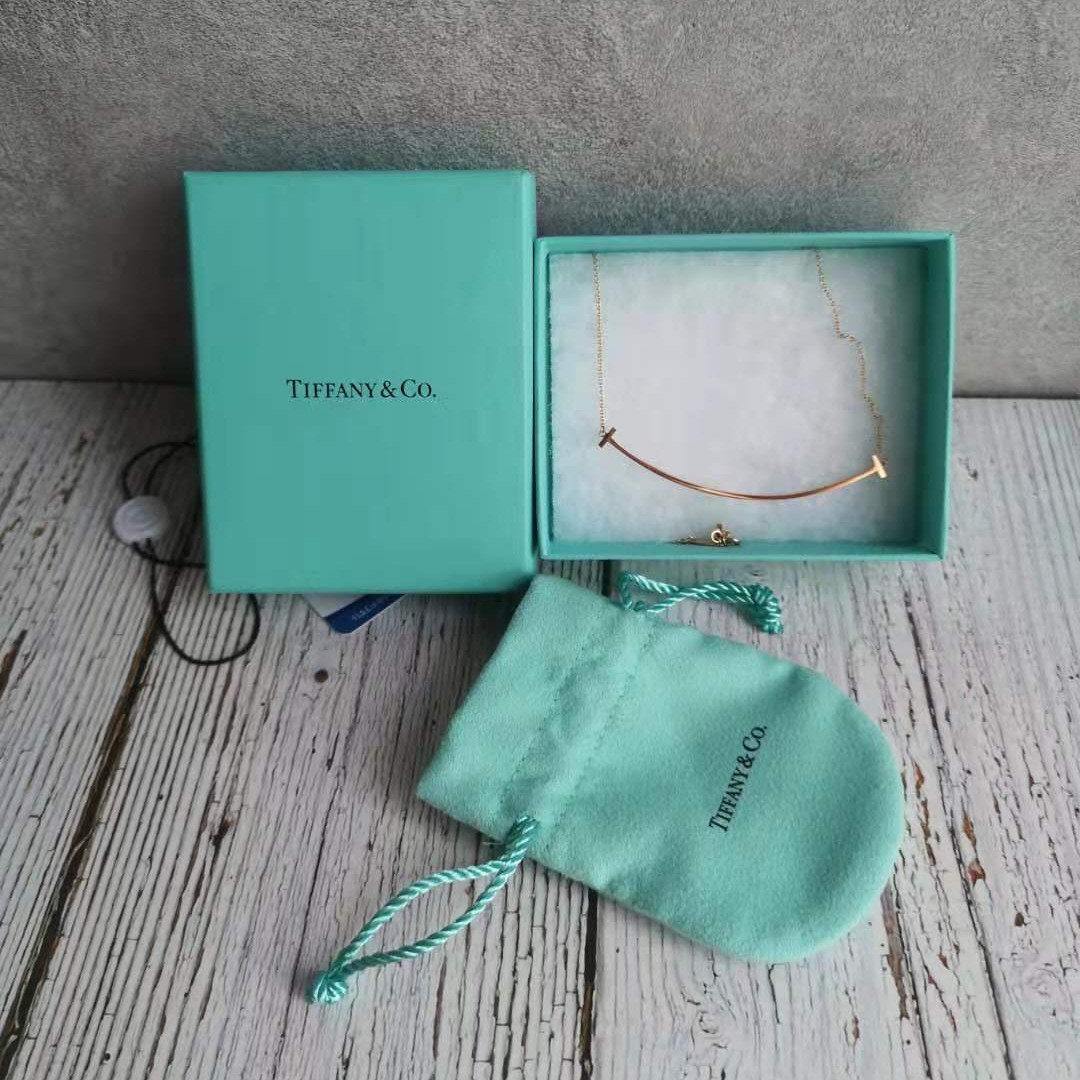 99新 Tiffany & Co./蒂芙尼 tiffany笑脸玫瑰金小号项链微笑项链