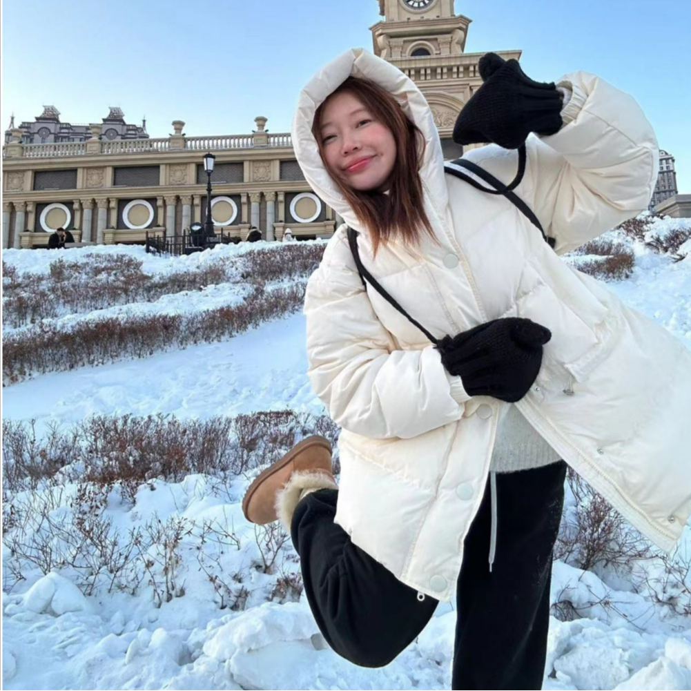 【BORAKOO】【吉莉】黑色/米色小鸡~针织挂绳大手闷子~手套