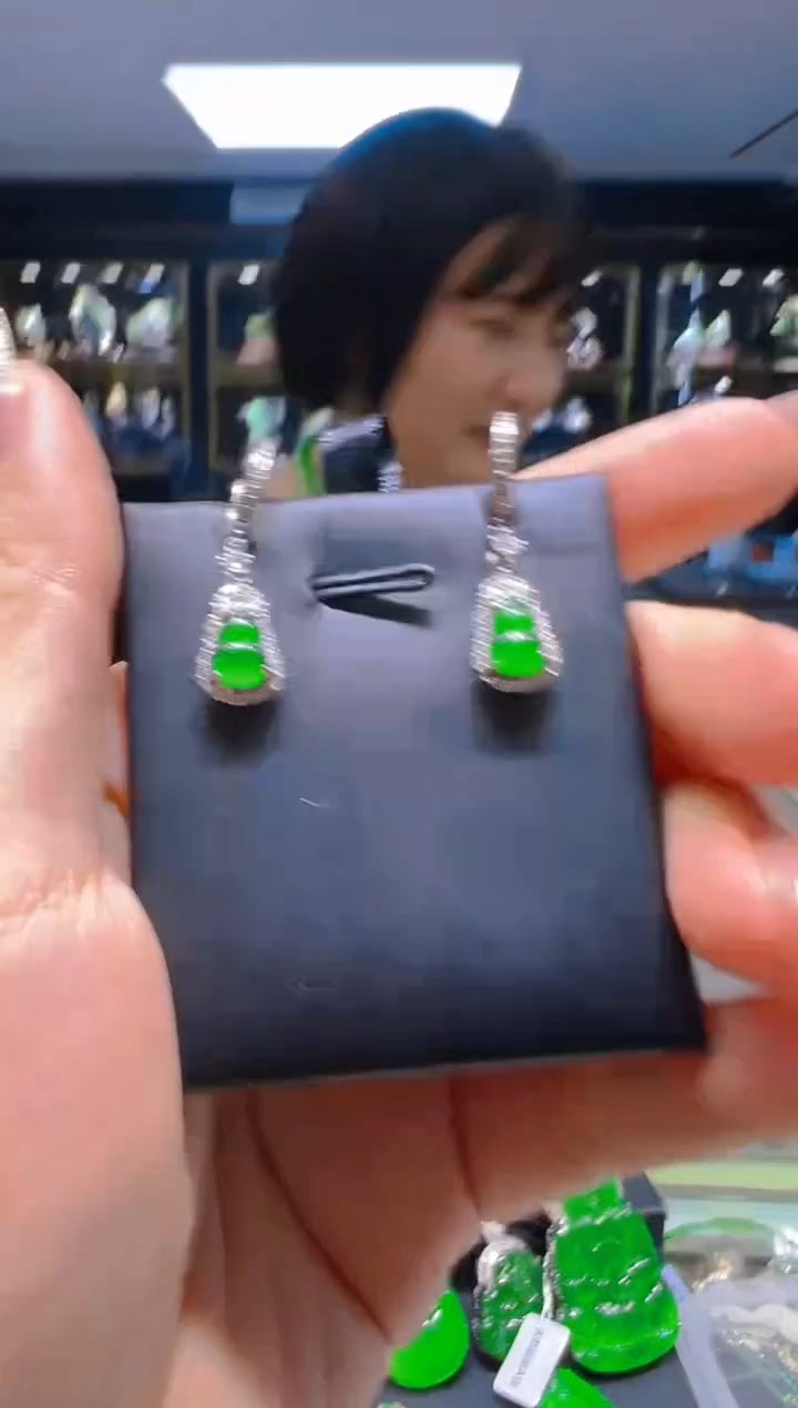 【闪购商品】翡翠耳饰银S925镶嵌5  多样性发货