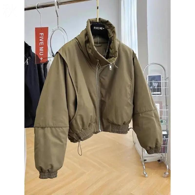 冬季23新款高端设计感立领派克羽绒服女冬季白鸭绒蝙蝠袖短款外套
