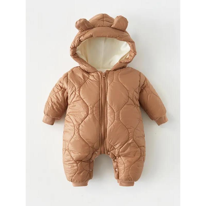 秋冬新生儿婴儿连体衣宝宝冬装棉服夹棉哈衣外出衣服抱衣一件代发