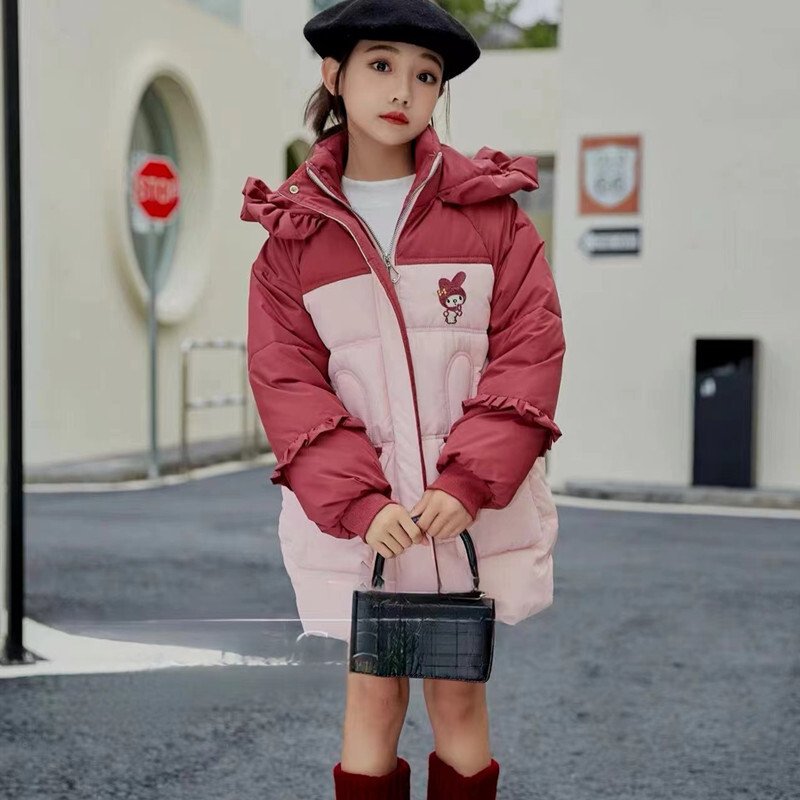 女童加绒手塞棉衣小女孩洋气时尚加厚保暖棉服中大童潮流外套冬季