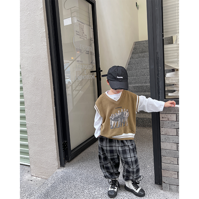 【小首尔】现货-qc5春秋装韩版美印花针织套头百搭日常马甲SJ0732