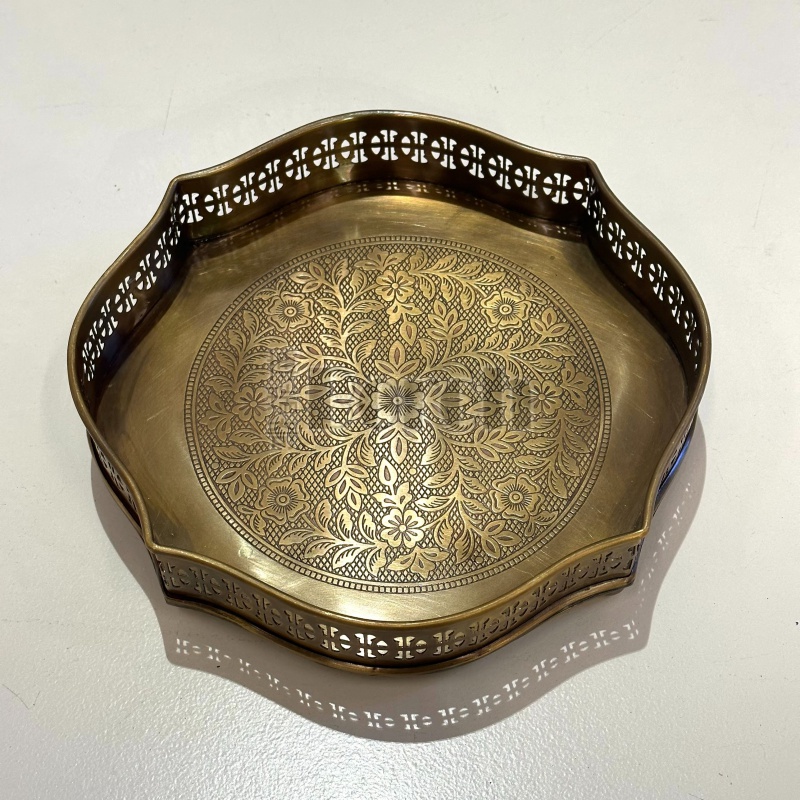 BORCH/博瑞奇复古铜盘摆件多边形铜盘桌面摆件（07561、07562）