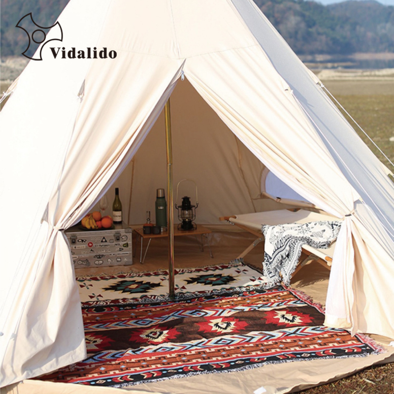 Vidalido户外露营毛毯民族风彩色菱格复古沙发毯地毯棉布帐篷毯