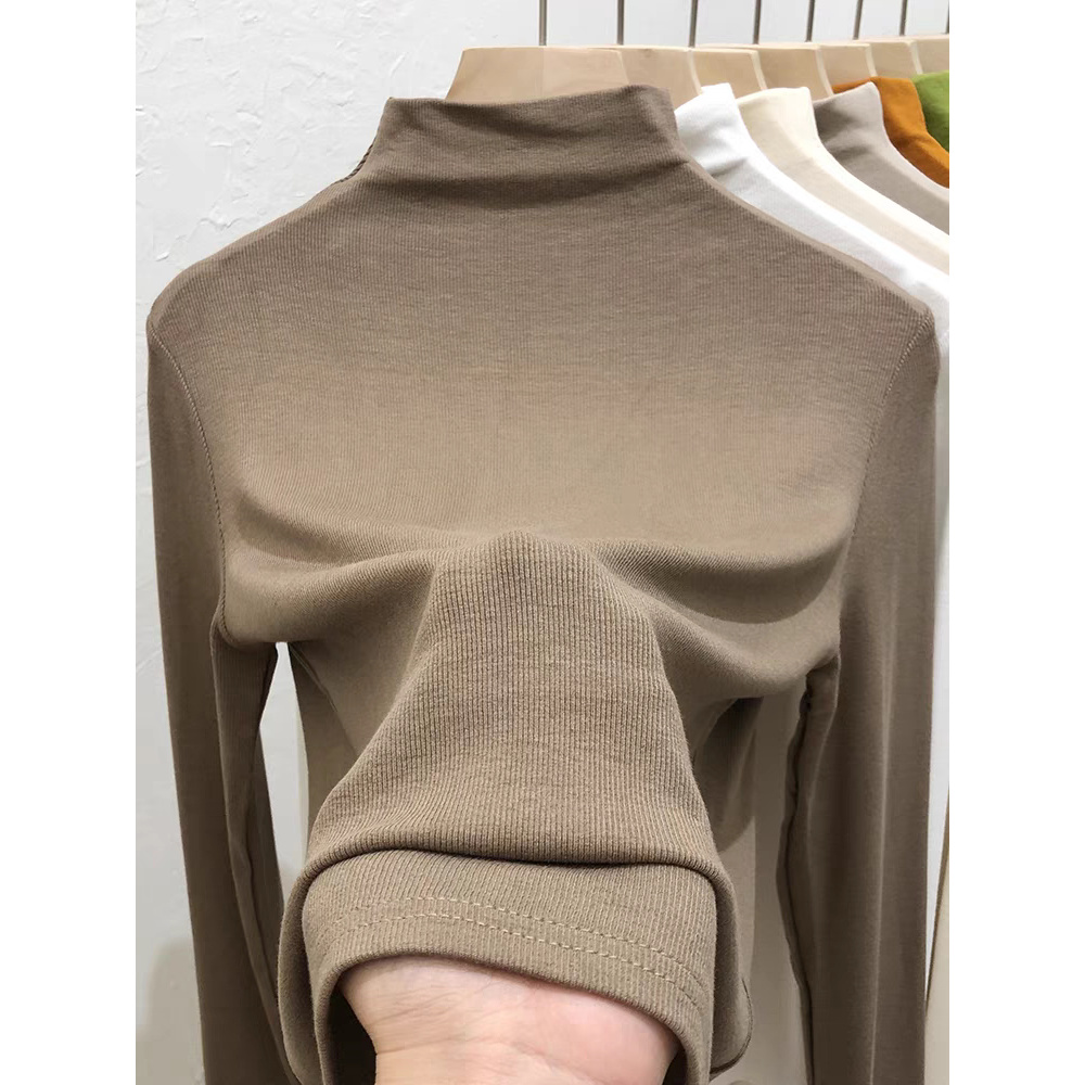 3380-1早春新款大码半高领打底衫显瘦内搭修身上衣女