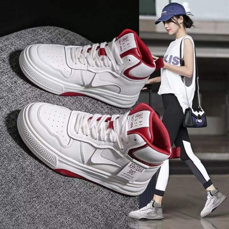 季回力休小白鞋女厚底季2023新款女鞋单鞋运动鞋高帮鞋系带学生穿