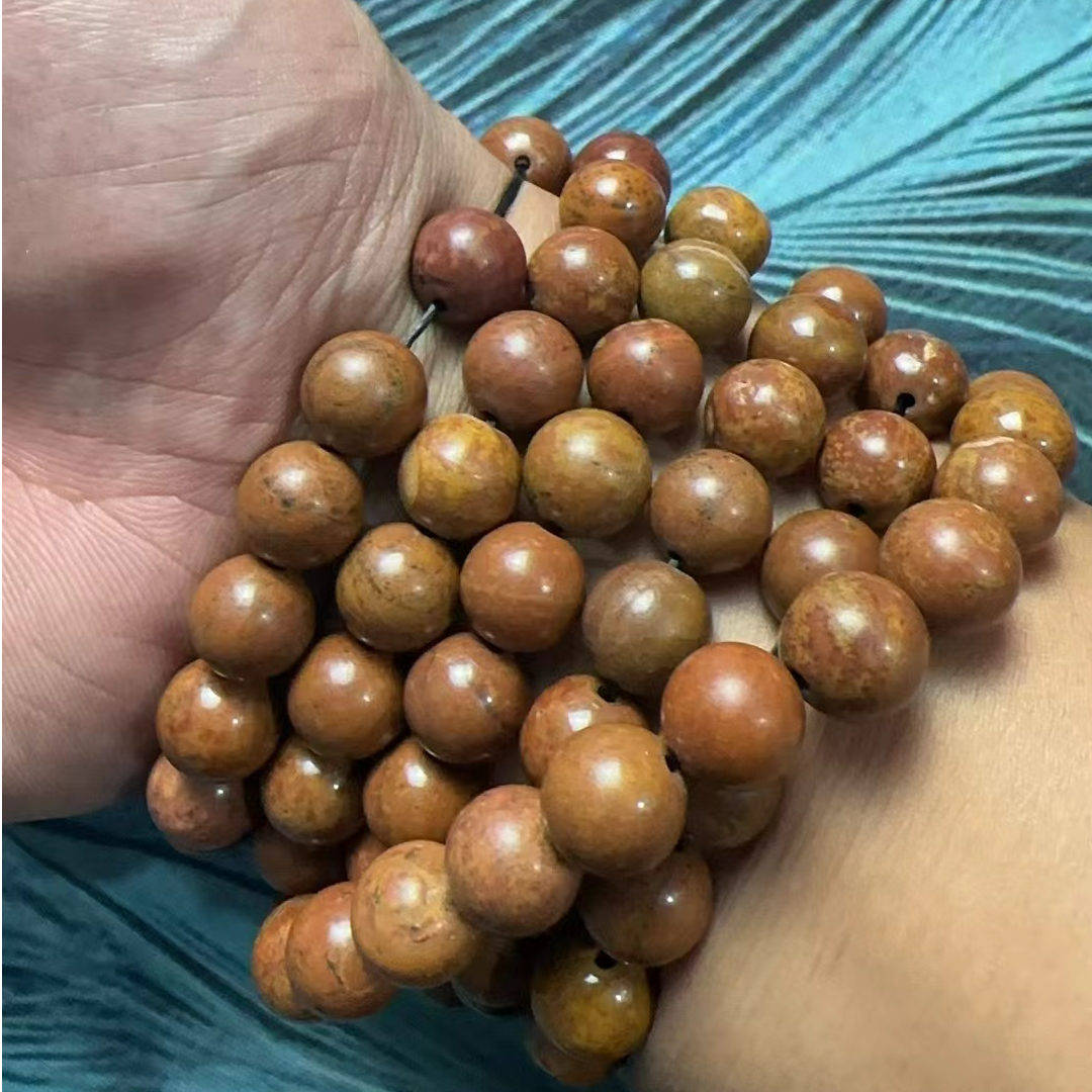 泗水红砭石108颗卡10链卡8链