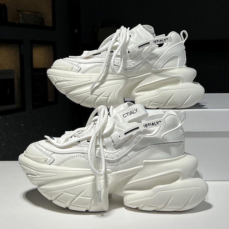 欧货时尚老爹鞋女厚底增高休闲运动松糕鞋在真皮百搭小白鞋夏新款