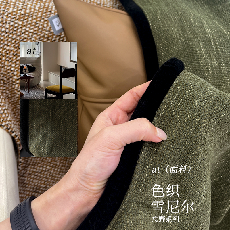 忘野 轻法式中古南洋美式黑边雪尼尔客厅加厚橄榄绿卧室遮光窗帘