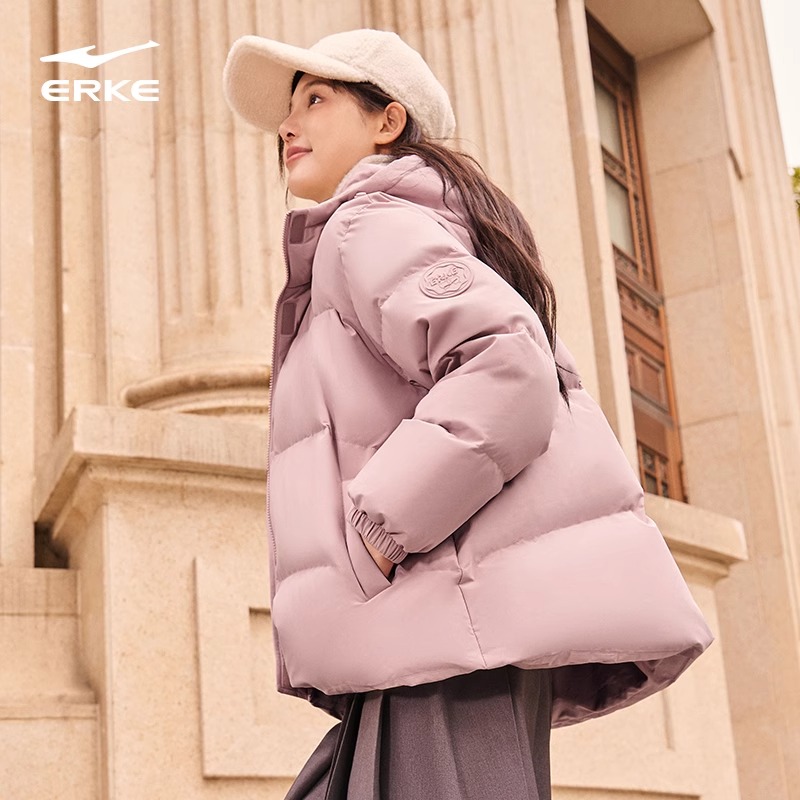 鸿星尔克秋冬款羽绒服女士防水抗静电保暖羽绒衣户外轻奢时尚棉服