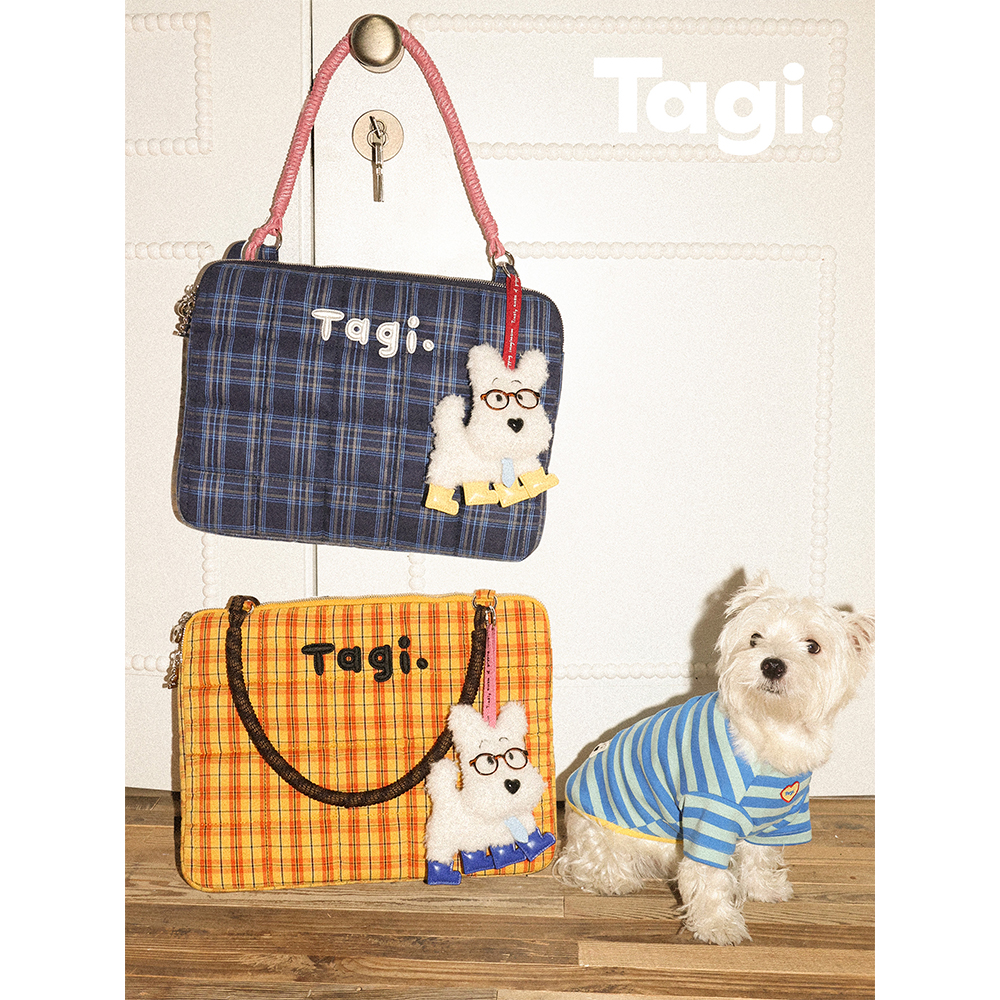 Tagi.编织小枕头充棉刺绣串珠手提单肩电脑包笔记本包时尚百搭