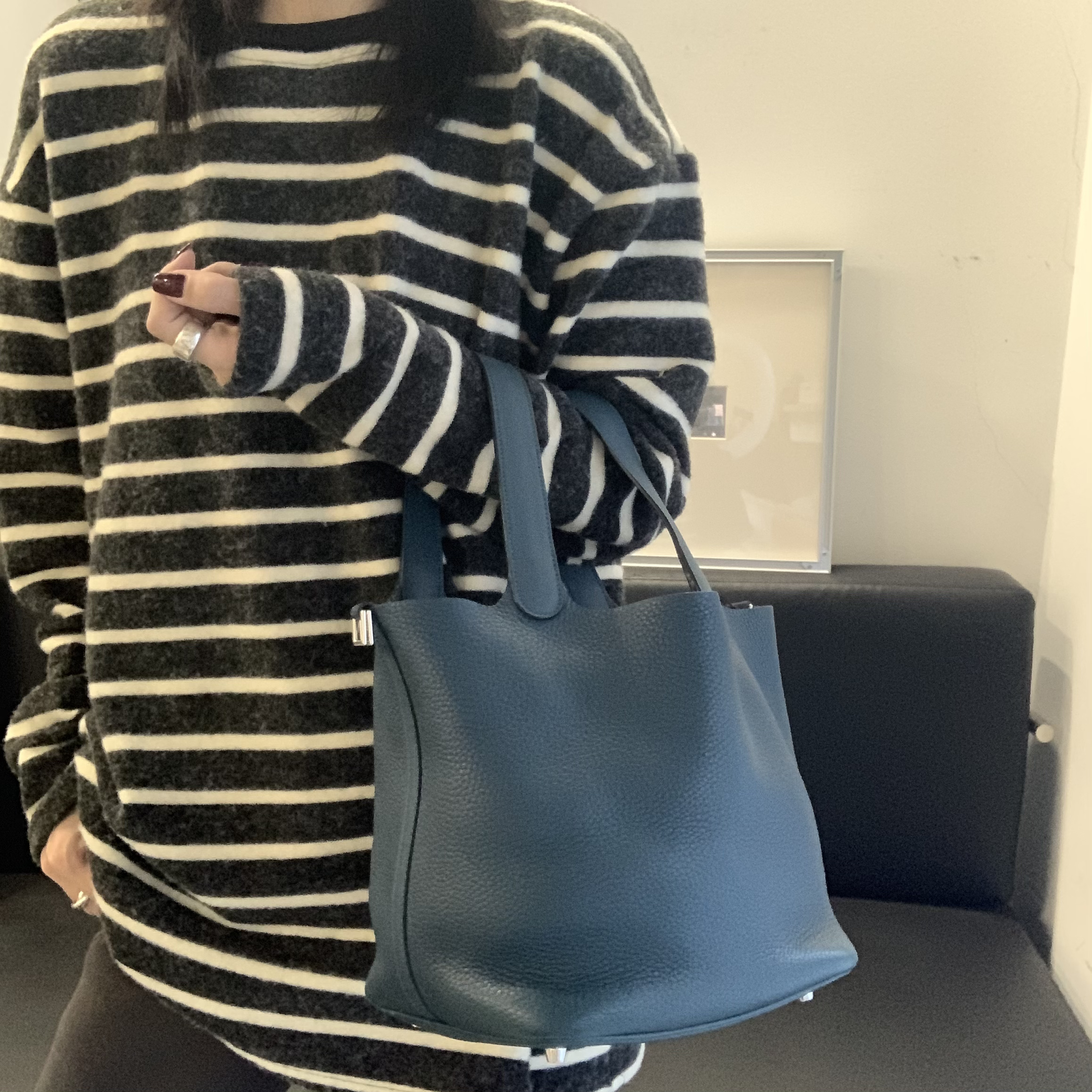 95新 Hermes/爱马仕 7 松柏绿22菜篮子