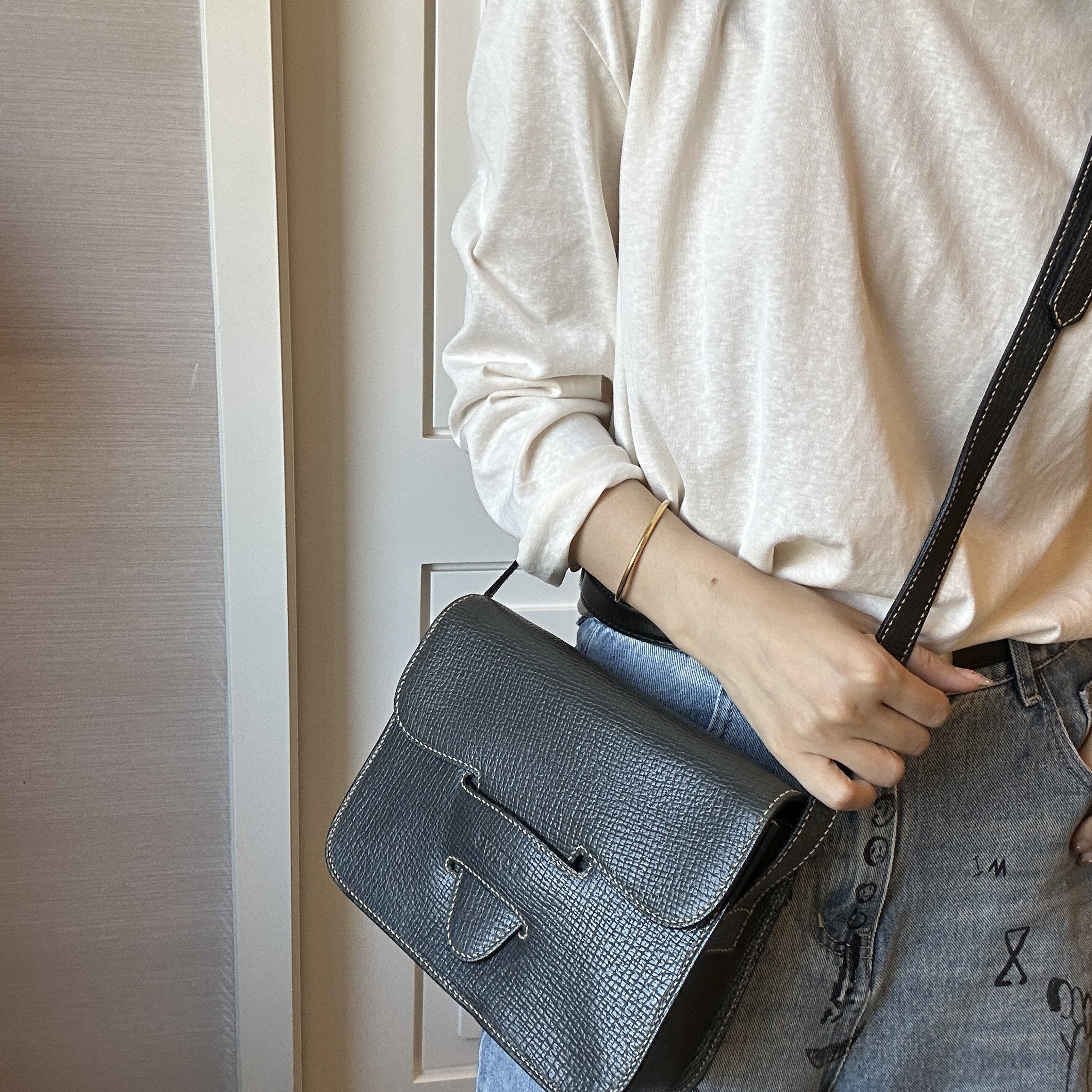 95新 LOEWE/罗意威 九蓝色全皮斜挎包