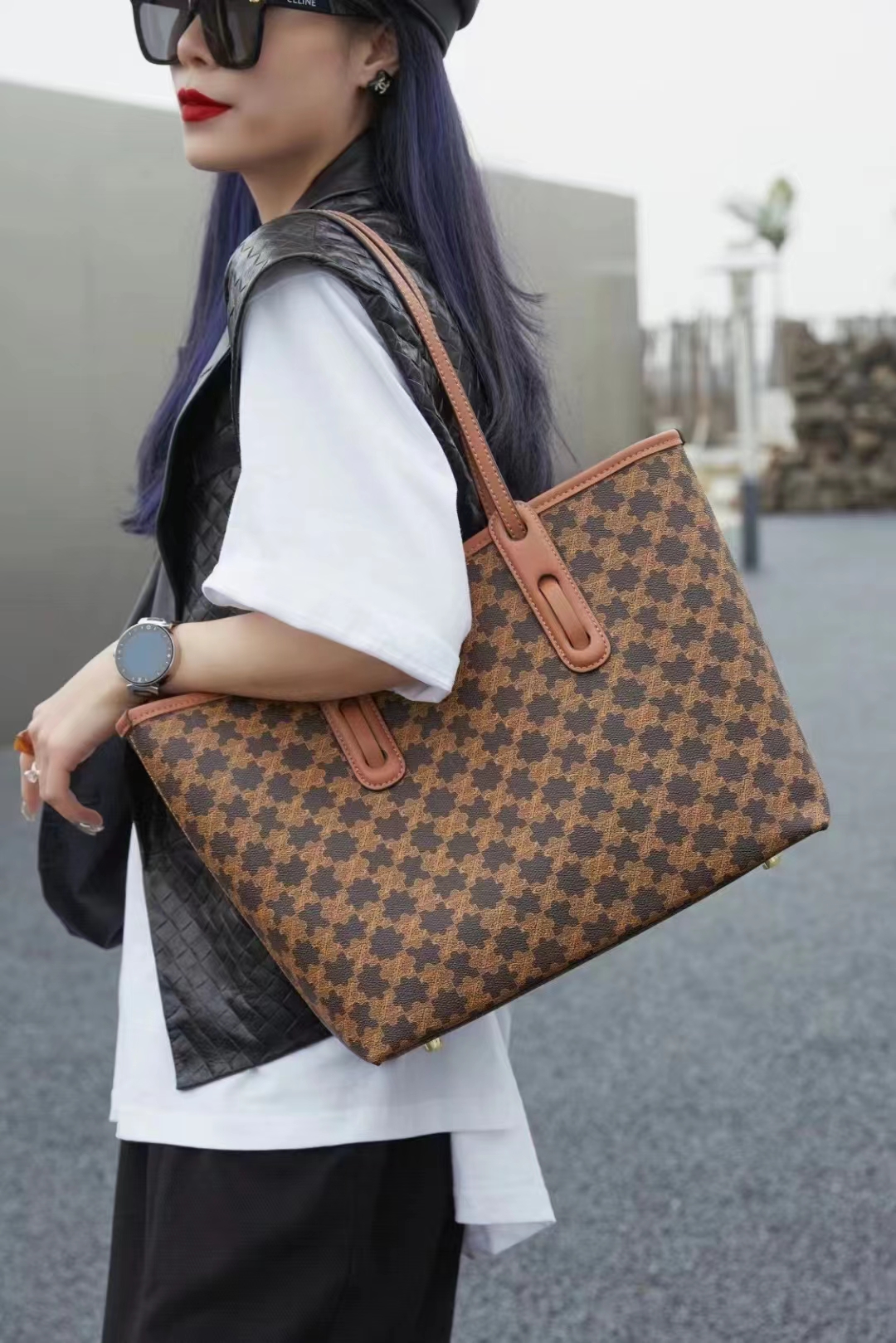 【醉牛】2024年洋气时尚棕色手提单肩子母包6139