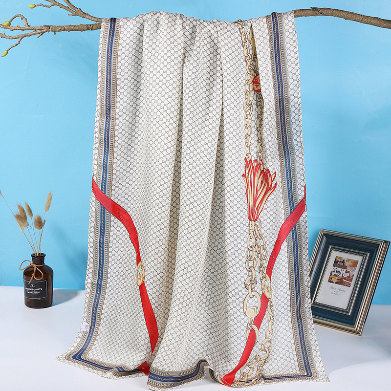 【宠粉丝巾】丽景缎80*180气质大丝巾夏季时尚薄款洋气-黑白字母