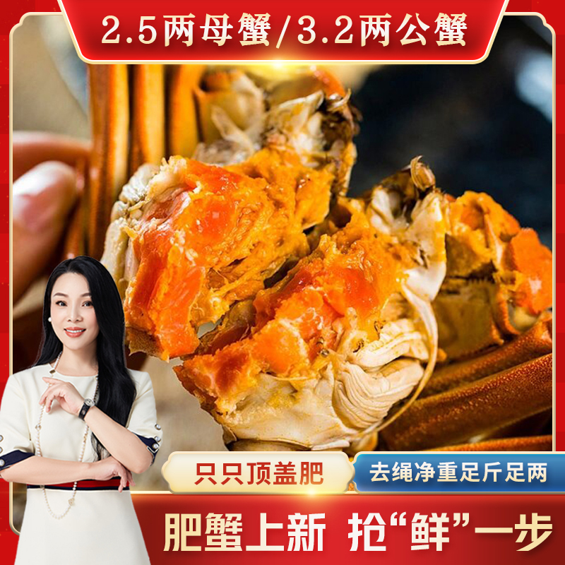琳嗒妈妈·【活蟹】大闸蟹  母蟹单只2.5两  公蟹单只3.2两  共8只 」