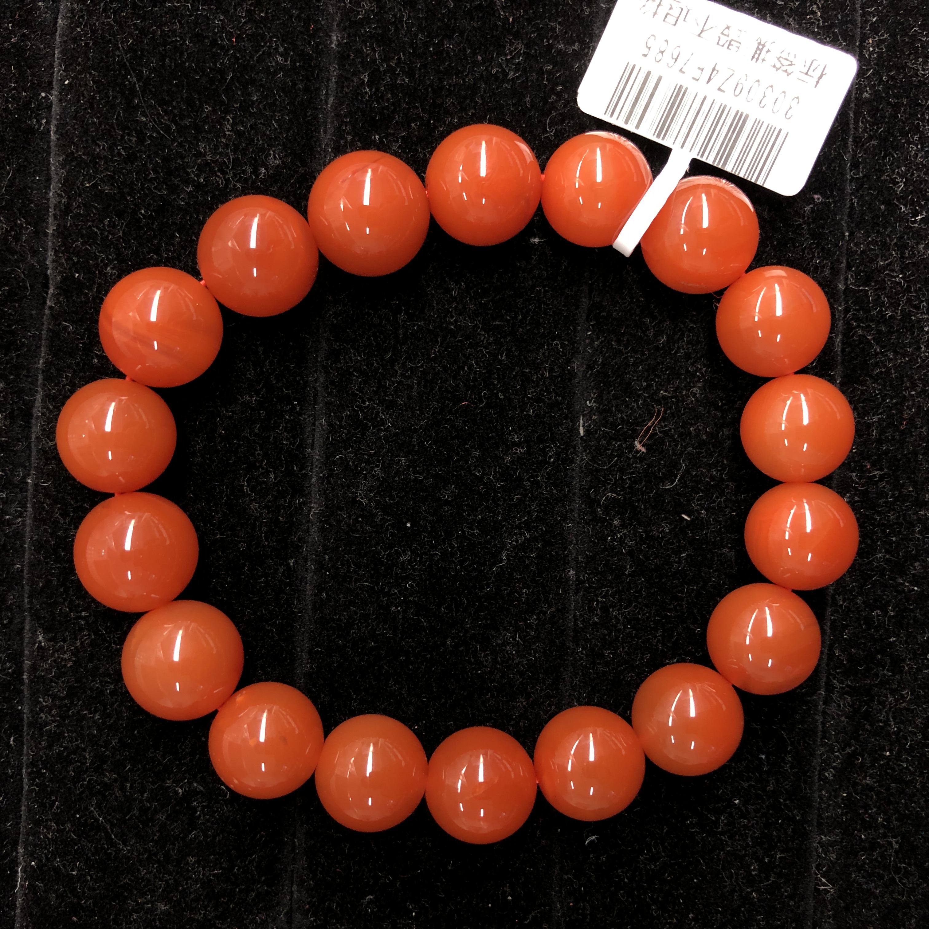 原矿无优化保山南红玛瑙冷水河柿子红9-10mm单圈手串