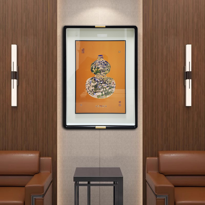 铜雕精品挂画《黄底福禄》新款高端艺术玄关入户走廊过道装饰挂画