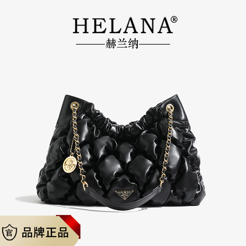 【寰球品牌】YOUXUAN/优选新款垃圾袋单肩斜挎包菱格绣线包