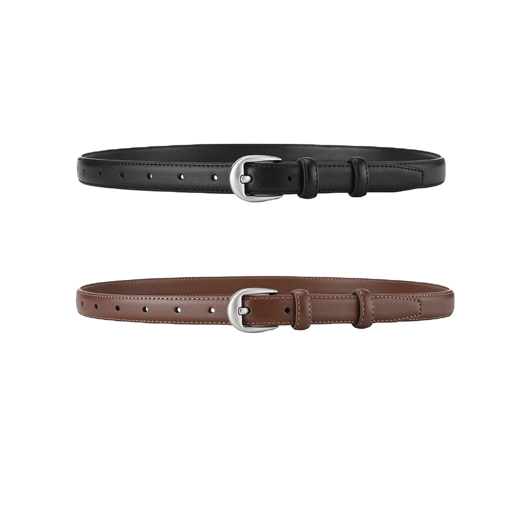 新款皮带女士质感针扣简约休闲细款真皮（牛刨层皮革）女裙子装饰带