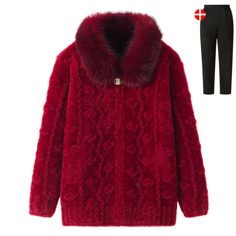 老年人奶奶毛衣冬装外套加厚针织开衫保暖老太太秋冬老人衣服上衣