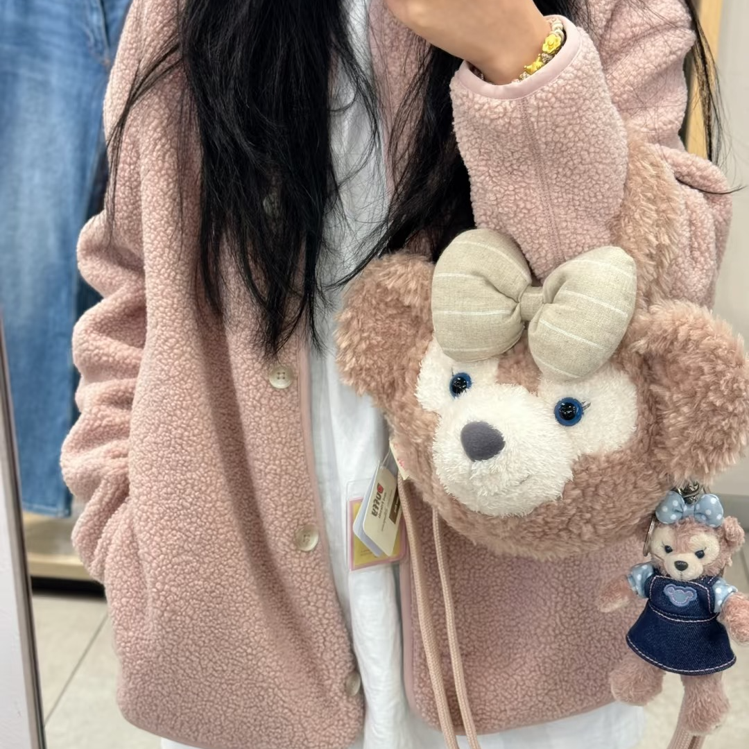 【狐狸先笙】甜美洗熊商务拉链防潮双肩包秋冬加厚少女雪莉玫中包