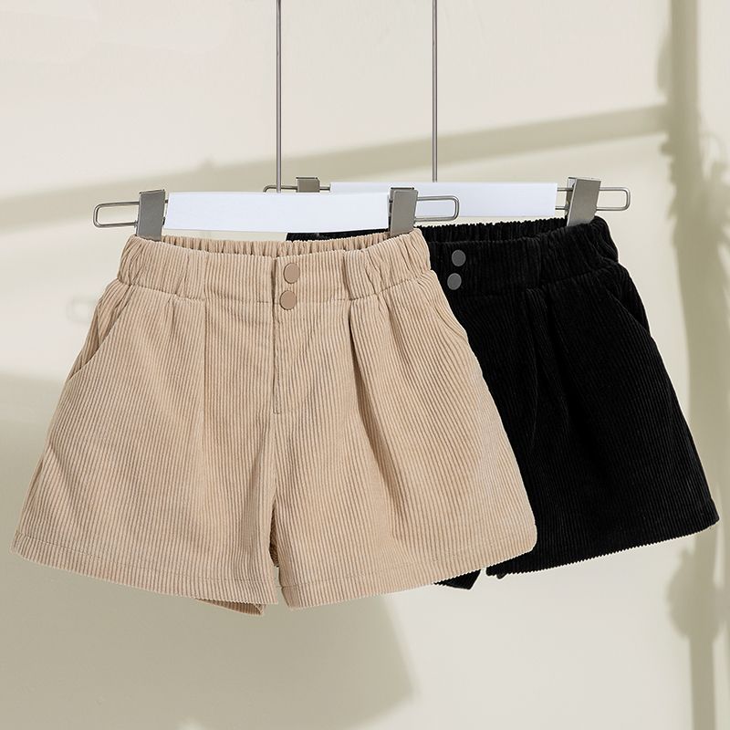 巴拉拉吧女童加绒短裤2024秋冬新款中小童灯芯绒加厚中裤女宝宝百