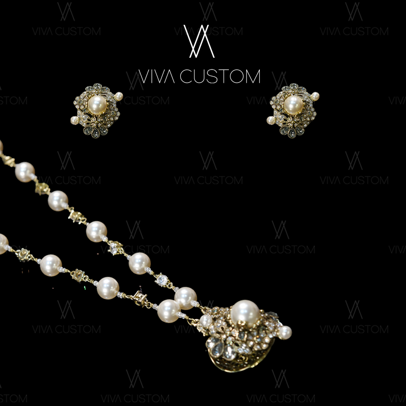 铜合金仿珍珠项链 （精工系列）时尚经典优雅梦幻雕花套装