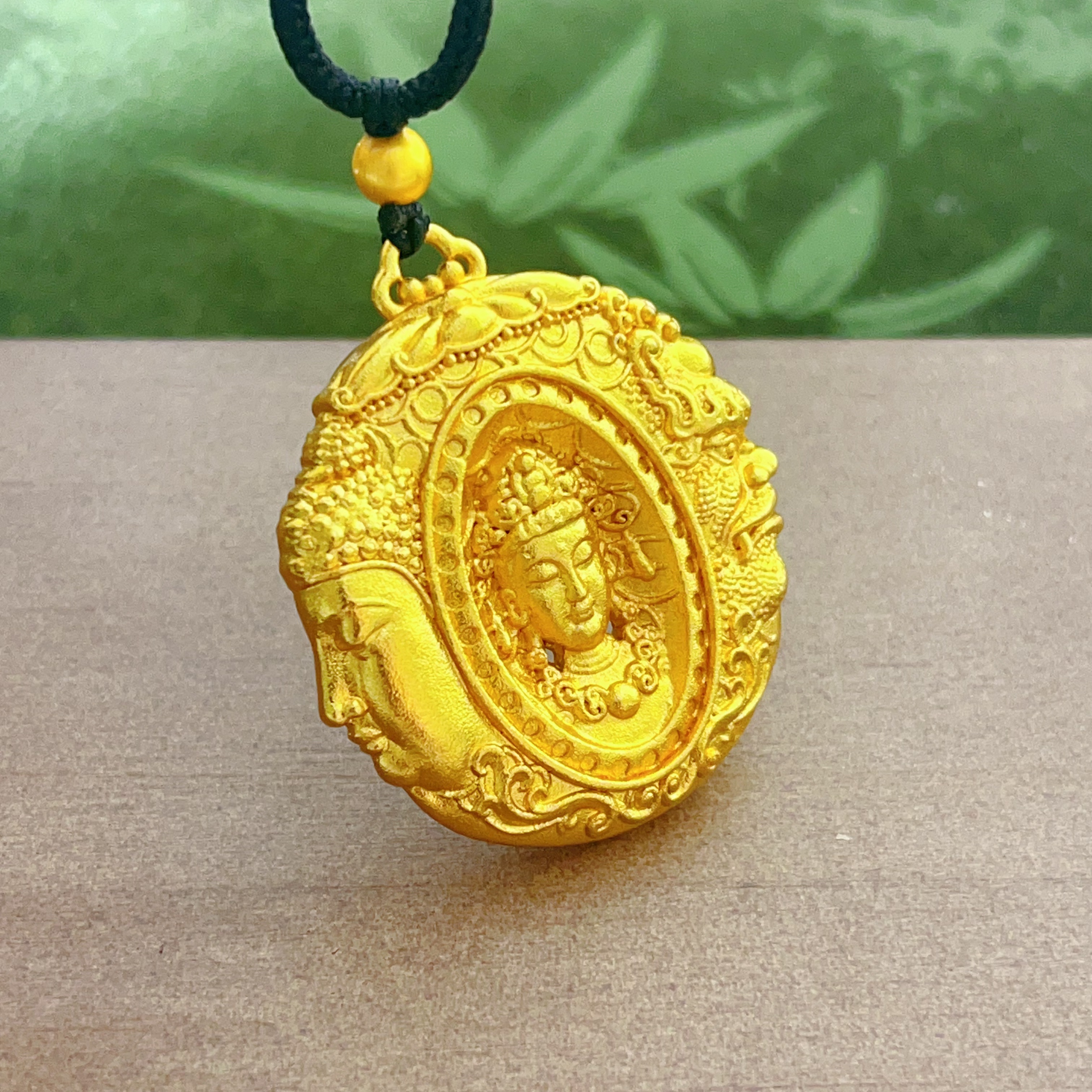 合金吊坠 一念之间实心吊坠双面金色挂坠传承精美雕刻