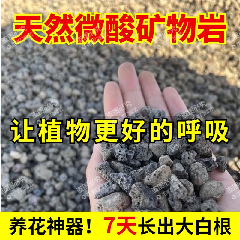 微酸矿物岩颗粒土养花专用小石子兰花铺面黑色火山石底砂酸性盐土