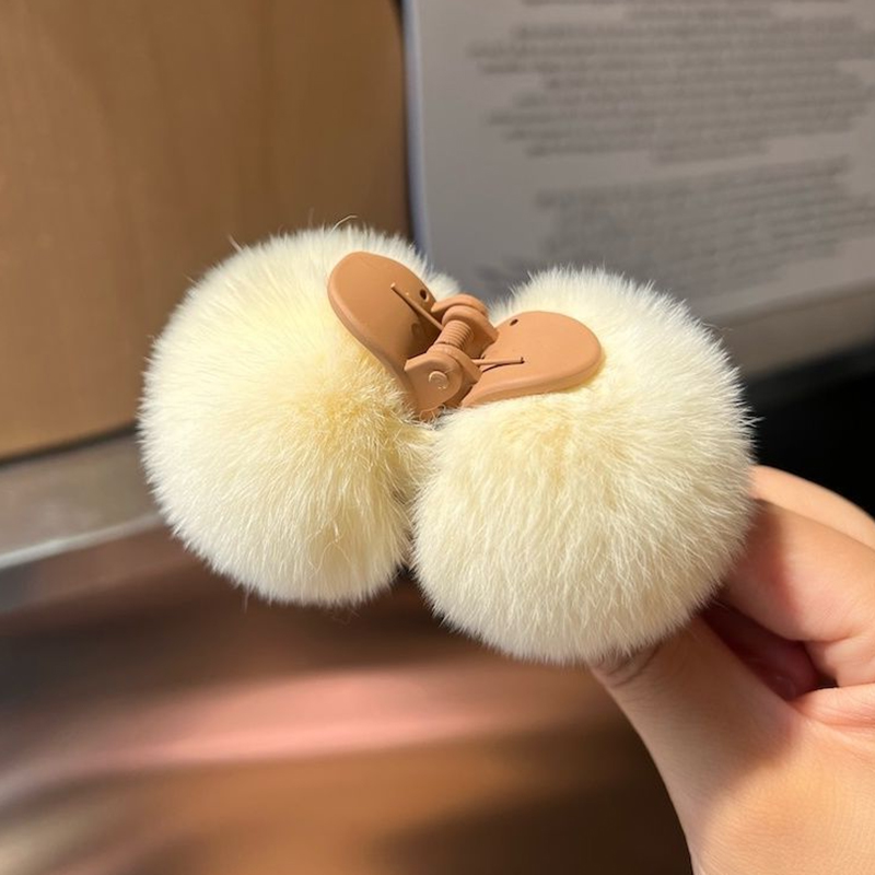 【可爱小毛球发夹】仿獭兔毛抓夹秋冬网红毛绒小夹子边夹发饰女